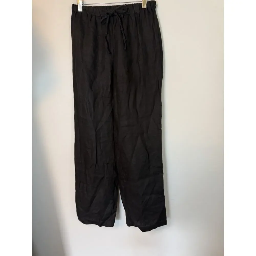 NEW Reformation Olina Black Linen Size Small Drawstring Lounge $188